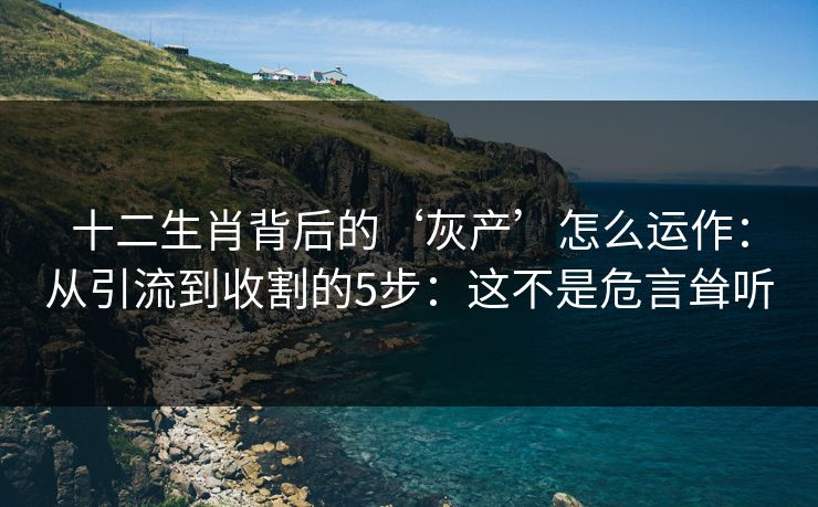 十二生肖背后的‘灰产’怎么运作：从引流到收割的5步：这不是危言耸听