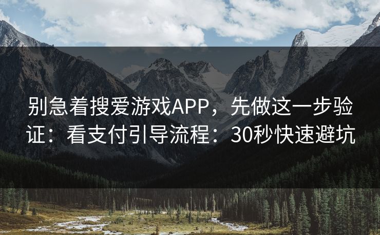 别急着搜爱游戏APP,先做这一步验证:看支付引导流程:30秒快速避坑 别急着搜爱游戏APP,先做这一步验证:看支付引导流程:30秒快速避坑